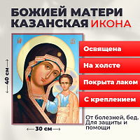 Освященная икона на холсте "Божия Матерь Казанская"
