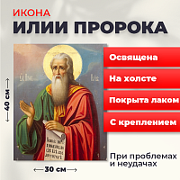 Освященная икона на холсте "Илья Пророк"